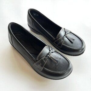 Clarks Channing Ann‎ 22545 Slip on Loafer Black Leather Women's Size 7.5 …
